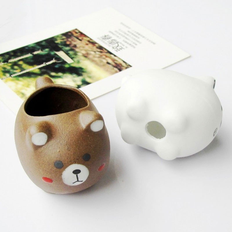 Rajzfilm Medve hüvelykujj virágcserép, kézzel készített szép állathús kerámia asztali virágok cserepes növények családi kerti dekoráció