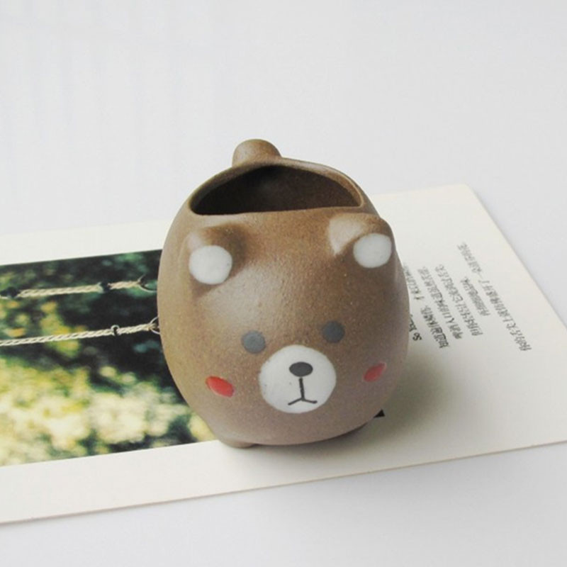 Rajzfilm Medve hüvelykujj virágcserép, kézzel készített szép állathús kerámia asztali virágok cserepes növények családi kerti dekoráció