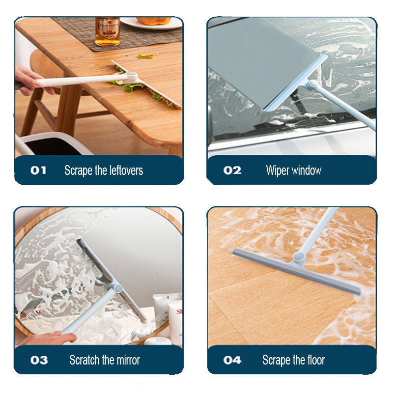 360 fokban elforgatható T-alakú üveg víztörlő fürdőszoba WC tükör ablaktisztító kefe Háztartási mini ablaktörlő tisztítás