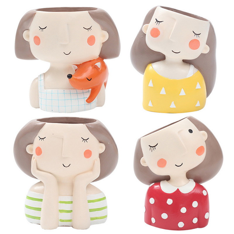 Zamatos növénycserép Aranyos lány virágültető virágcserep Készítsen designt Szép hercegnő otthoni kert Bonsai cserepek Aranyos lány virágcserép