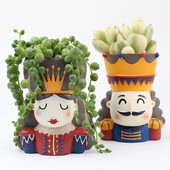 Zamatos ültetőgépek Virágcserép Fale Kingdom karakterek fej bonsai növénycserepek kaktusz ültető edények gyanta szobor asztali dekoráció