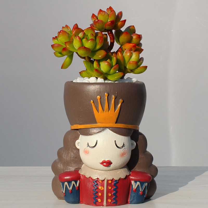 Zamatos ültetőgépek Virágcserép Fale Kingdom karakterek fej bonsai növénycserepek kaktusz ültető edények gyanta szobor asztali dekoráció