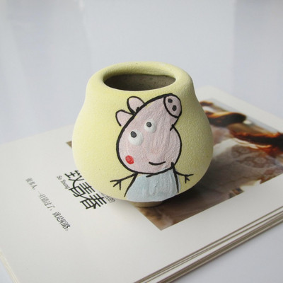 Kreatív mini béka hüvelykujj virágcserép Rajzfilm Állati Gyümölcs Rajzfilm Kerámia váza Virágcserepek Dekoratív agyagedények