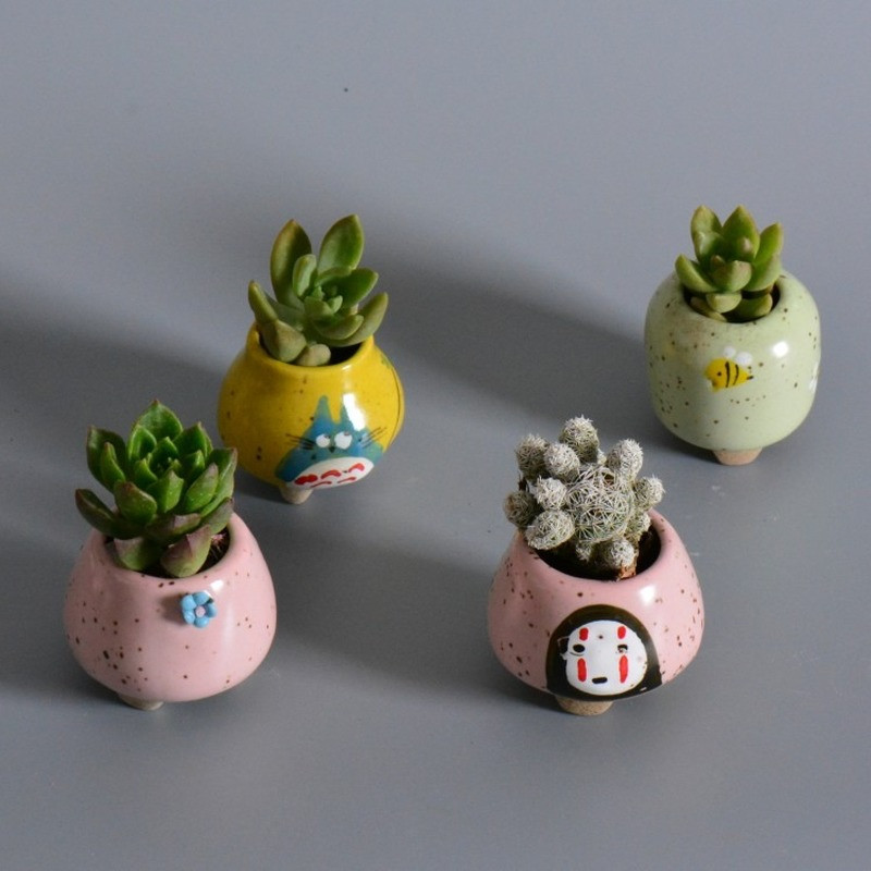 Kreatív mini béka hüvelykujj virágcserép Rajzfilm Állati Gyümölcs Rajzfilm Kerámia váza Virágcserepek Dekoratív agyagedények