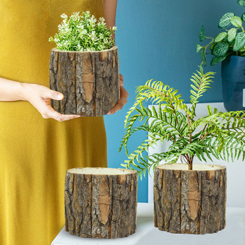 1 τμχ Χαριτωμένη μίνι ξύλινη γλάστρα πράσινα φυτά Μικρές γλάστρες μπονσάι για διακόσμηση επιτραπέζιου τραπεζιού σπιτιού Ρουστίκ διακόσμηση γάμου διακοπών