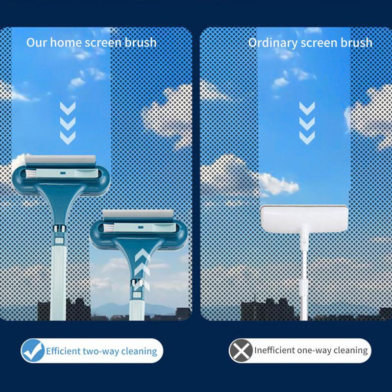 2 az 1-ben ablaktisztító kefe 2 az 1-ben ablaktisztító kefe Üvegtisztító kaparó Kihúzható hálótisztító eszköz Nedves