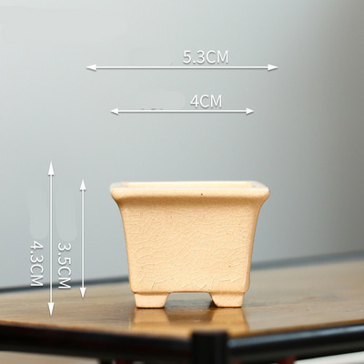 2023 Yixing Lila homokos virágcserép négyzet alakú mini bonsai cserép kínai stílusú repedezett kerámia mázas virágcserép otthoni dekoráció 1 DB LE801