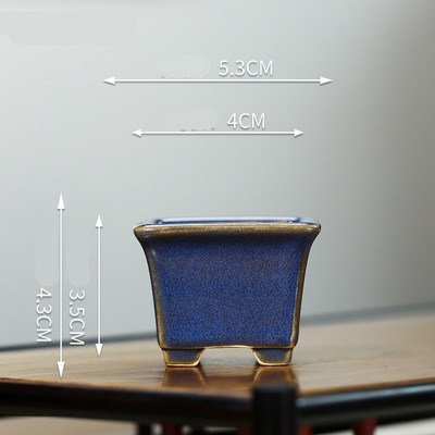 2023 Yixing Lila homokos virágcserép négyzet alakú mini bonsai cserép kínai stílusú repedezett kerámia mázas virágcserép otthoni dekoráció 1 DB LE801