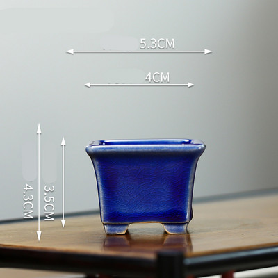 2023 Yixing Lila homokos virágcserép négyzet alakú mini bonsai cserép kínai stílusú repedezett kerámia mázas virágcserép otthoni dekoráció 1 DB LE801