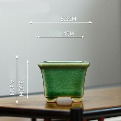 2023 Yixing Lila homokos virágcserép négyzet alakú mini bonsai cserép kínai stílusú repedezett kerámia mázas virágcserép otthoni dekoráció 1 DB LE801