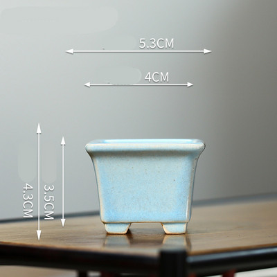 2023 Yixing Lila homokos virágcserép négyzet alakú mini bonsai cserép kínai stílusú repedezett kerámia mázas virágcserép otthoni dekoráció 1 DB LE801