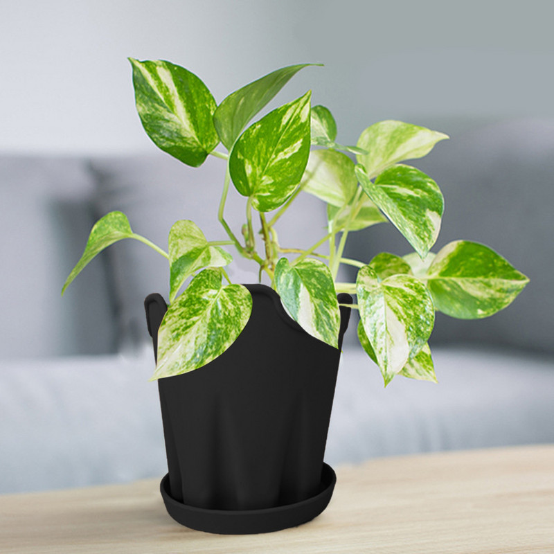 Egyszerű szilikon virágcserép Kreatív asztali kerek irodai dekorációs díszek virágcserép ültető tálcával Orchidea Kert cserepes