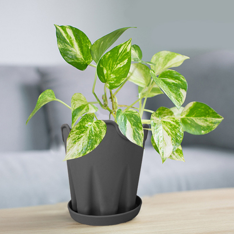 Egyszerű szilikon virágcserép Kreatív asztali kerek irodai dekorációs díszek virágcserép ültető tálcával Orchidea Kert cserepes