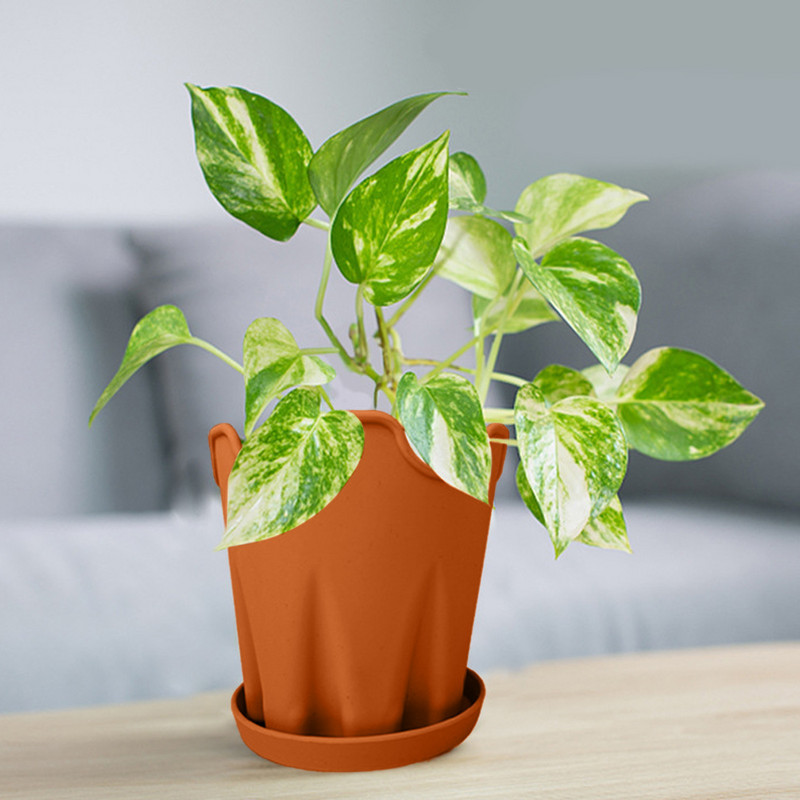 Egyszerű szilikon virágcserép Kreatív asztali kerek irodai dekorációs díszek virágcserép ültető tálcával Orchidea Kert cserepes