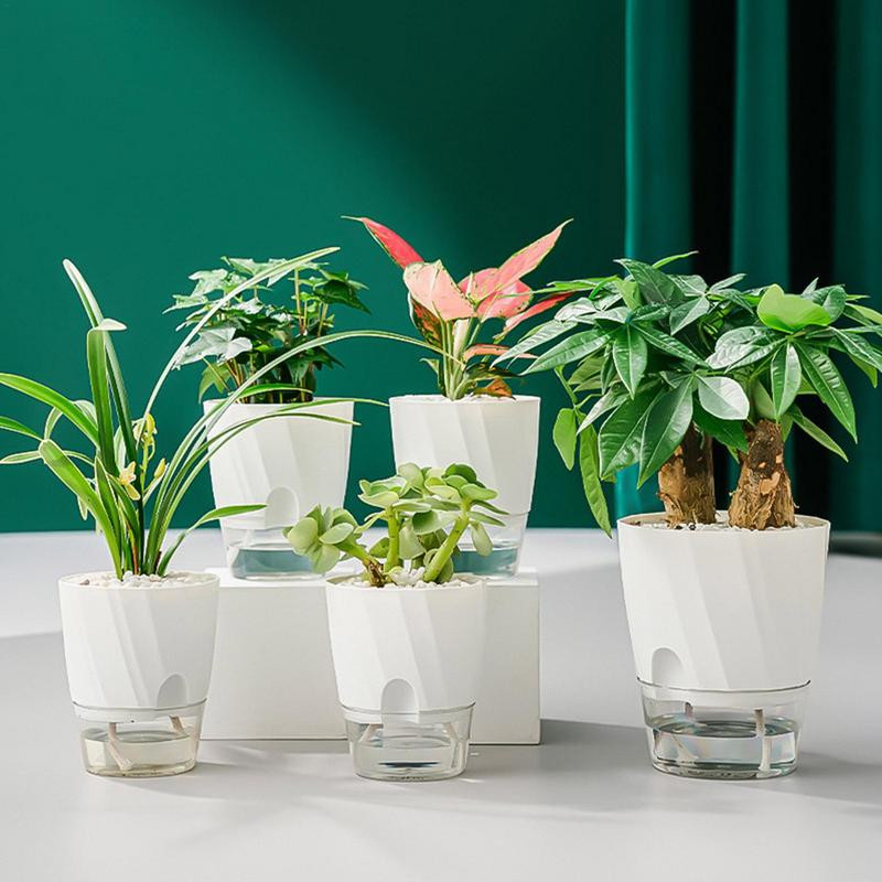 1db Innovatív Lazy Virágcserép Automata Vízelnyelő Virágcserép Átlátszó Kétrétegű Műanyag Önöntöző Vetőgép