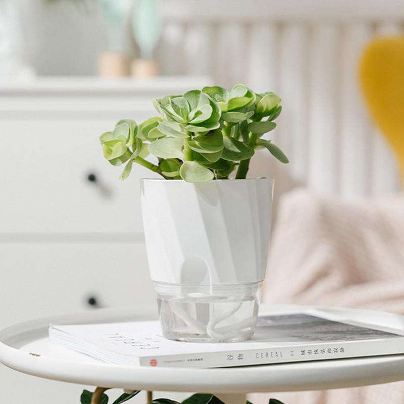 1db Innovatív Lazy Virágcserép Automata Vízelnyelő Virágcserép Átlátszó Kétrétegű Műanyag Önöntöző Vetőgép