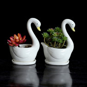 Fehér hattyú kerámia virágcserepek születésnapi évforduló karácsonyi lakberendezési kiegészítők Esküvő Stílusos stílus Minimalista
