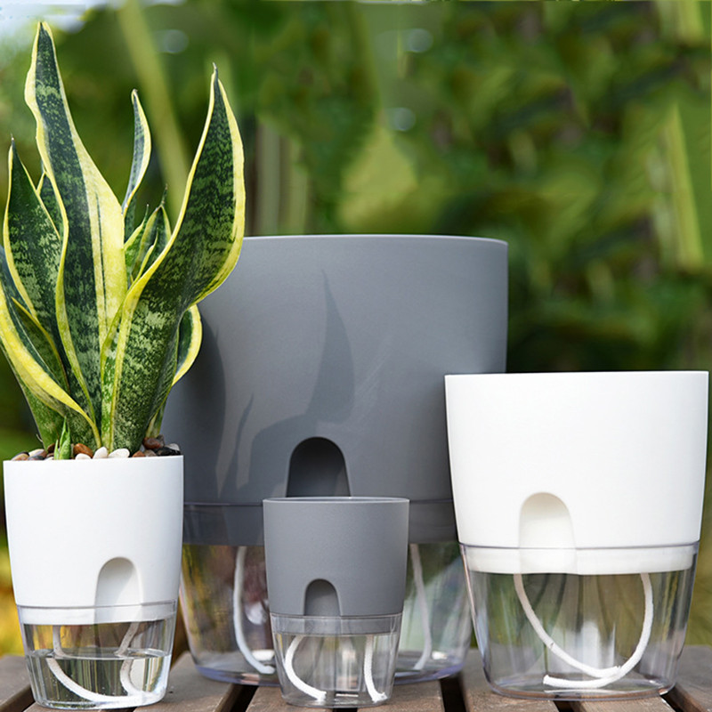 Műanyag hidroponikus virágcserép Nordic Egyszerű önöntöző virágcserép, sűrített zöld retek virágcserepek Otthoni virágtartó dekoráció