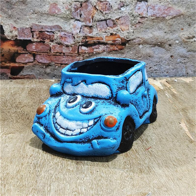 Kreatív kerámia virágcserép Retro autós virágcserép Aranyos cserepes rajzfilm pozsgás növény virágcserepes kerti dísz szobadekoráció