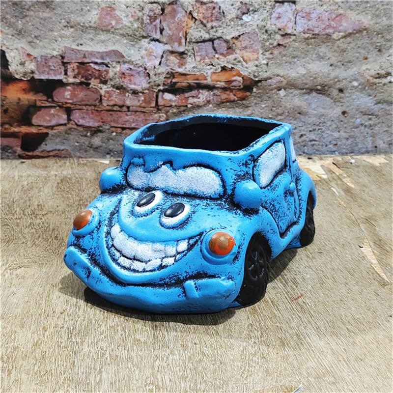 Kreatív kerámia virágcserép Retro autós virágcserép Aranyos cserepes rajzfilm pozsgás növény virágcserepes kerti dísz szobadekoráció