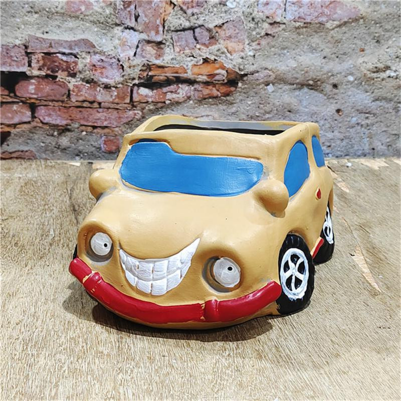 Kreatív kerámia virágcserép Retro autós virágcserép Aranyos cserepes rajzfilm pozsgás növény virágcserepes kerti dísz szobadekoráció