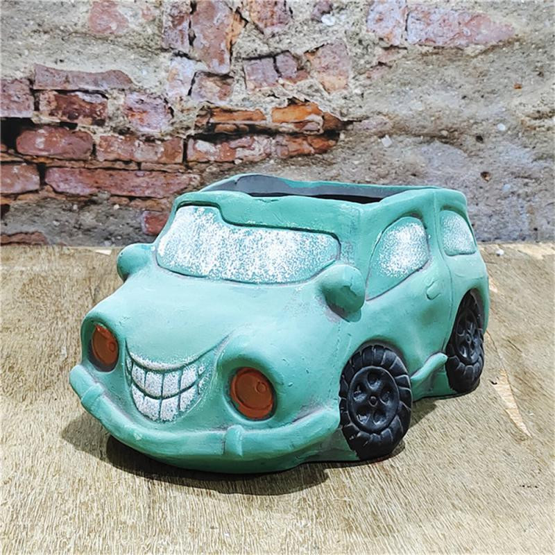 Kreatív kerámia virágcserép Retro autós virágcserép Aranyos cserepes rajzfilm pozsgás növény virágcserepes kerti dísz szobadekoráció