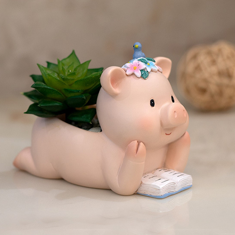 Malac zamatos növény Virágcserep Malacka Virágcserép Háztartási Erkély Kis Váza Állat Rajzfilm Aranyos Kerti Kellékek Cserepes asztali