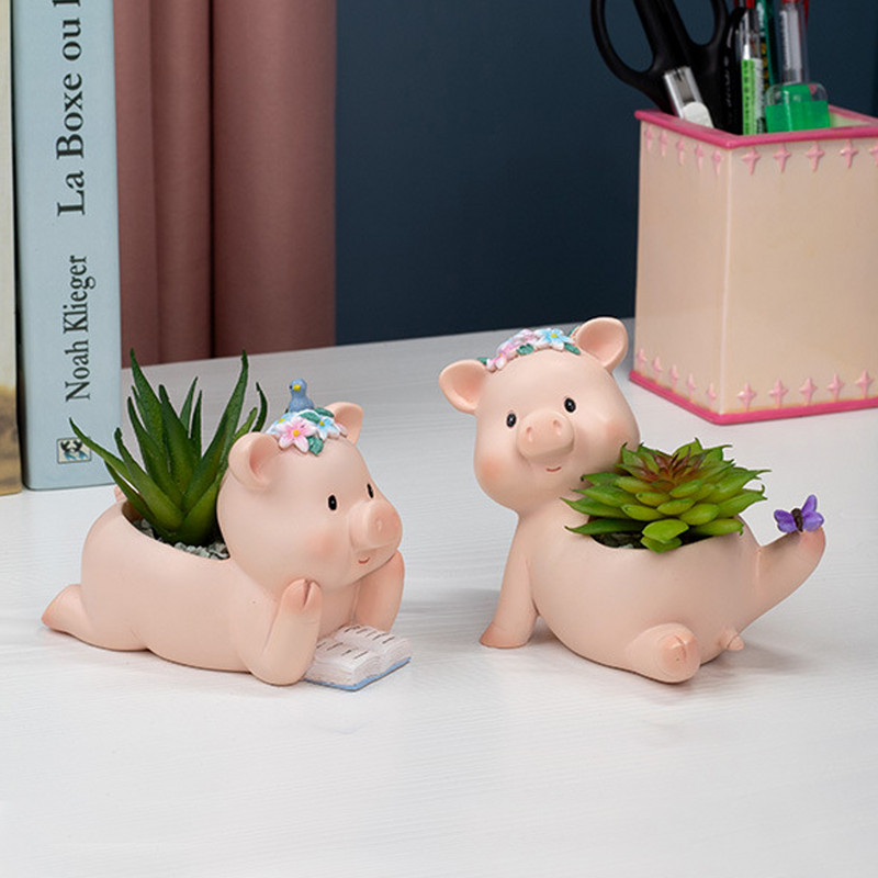 Malac zamatos növény Virágcserep Malacka Virágcserép Háztartási Erkély Kis Váza Állat Rajzfilm Aranyos Kerti Kellékek Cserepes asztali