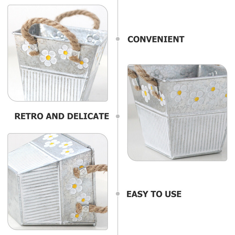 Kerti kellékek Többfunkciós virágcserép Vasvödör Váza Vintage Vázák Hordozható Retro Kreatív Irodai cserepek Növények