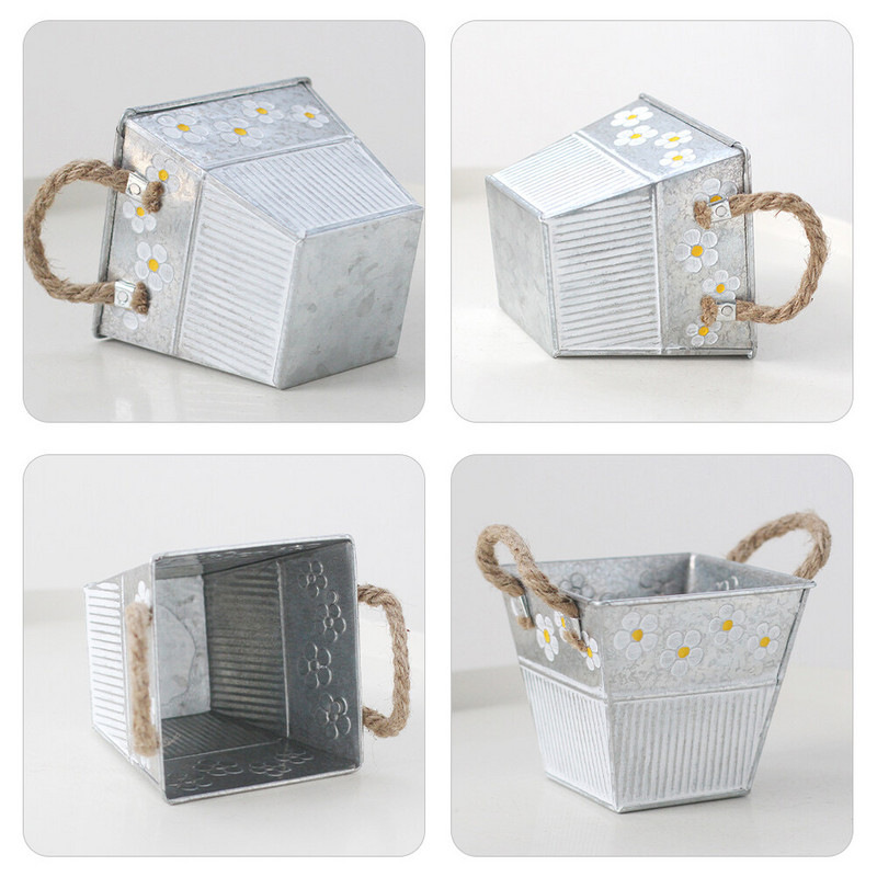 Kerti kellékek Többfunkciós virágcserép Vasvödör Váza Vintage Vázák Hordozható Retro Kreatív Irodai cserepek Növények