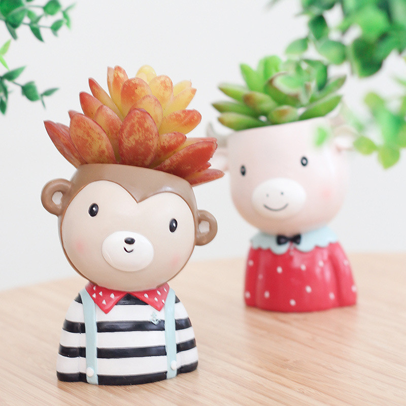 Kreatív, aranyos rajzfilm zamatos növények Cserepes virágcserepek Virágcserepek Irodai kerti virágcserép asztali dekoráció (növényeket nem tartalmaz)