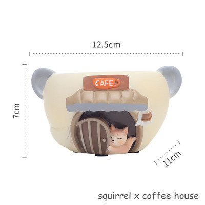 Kreatív ültetőgép pozsgás növényekhez Levegő növények Gyanta virágcserép Dekoratív Dísz Tündérkert Macska Róka Figurák Asztali dekoráció