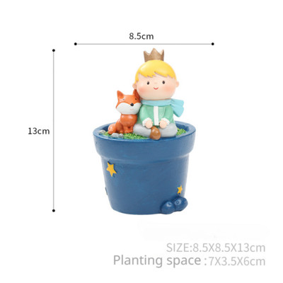 Rajzfilm Kis Herceg virágcserép dekoráció Díszek Kreatív gyanta zamatos növények Virágcserép Aranyos otthoni asztali dekoráció