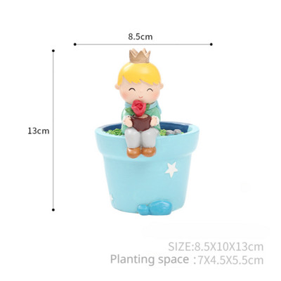 Rajzfilm Kis Herceg virágcserép dekoráció Díszek Kreatív gyanta zamatos növények Virágcserép Aranyos otthoni asztali dekoráció