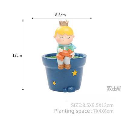 Rajzfilm Kis Herceg virágcserép dekoráció Díszek Kreatív gyanta zamatos növények Virágcserép Aranyos otthoni asztali dekoráció