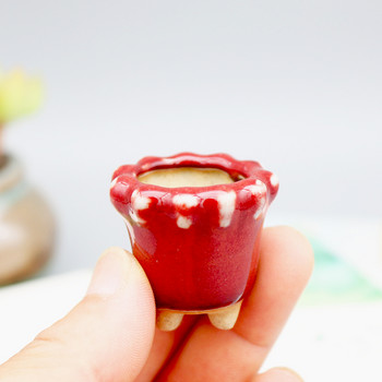 Груба керамика в мини стил, месеста мивка за палец Jingdezhen, оригинална керамична дишаща настолна глазура с цветя, малка саксия ZC532
