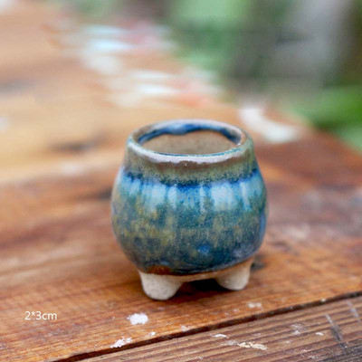 Mini stílusú durva kerámia húsos hüvelykujj-medence Jingdezhen eredeti virágos mázas kerámia, légáteresztő asztali kis virágcserepZC532