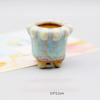 Mini stílusú durva kerámia húsos hüvelykujj-medence Jingdezhen eredeti virágos mázas kerámia, légáteresztő asztali kis virágcserepZC532