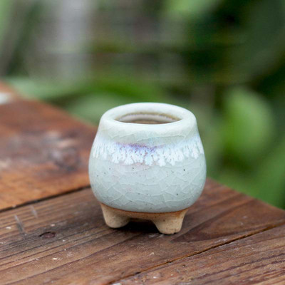 Mini stílusú durva kerámia húsos hüvelykujj-medence Jingdezhen eredeti virágos mázas kerámia, légáteresztő asztali kis virágcserepZC532