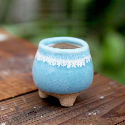 Mini stílusú durva kerámia húsos hüvelykujj-medence Jingdezhen eredeti virágos mázas kerámia, légáteresztő asztali kis virágcserepZC532