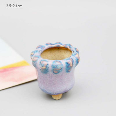 Mini stílusú durva kerámia húsos hüvelykujj-medence Jingdezhen eredeti virágos mázas kerámia, légáteresztő asztali kis virágcserepZC532