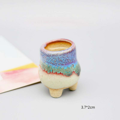 Mini stílusú durva kerámia húsos hüvelykujj-medence Jingdezhen eredeti virágos mázas kerámia, légáteresztő asztali kis virágcserepZC532