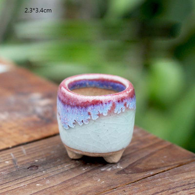 Mini stílusú durva kerámia húsos hüvelykujj-medence Jingdezhen eredeti virágos mázas kerámia, légáteresztő asztali kis virágcserepZC532