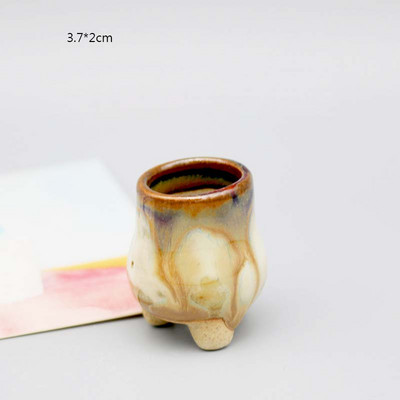 Mini stílusú durva kerámia húsos hüvelykujj-medence Jingdezhen eredeti virágos mázas kerámia, légáteresztő asztali kis virágcserepZC532