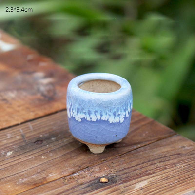 Mini stílusú durva kerámia húsos hüvelykujj-medence Jingdezhen eredeti virágos mázas kerámia, légáteresztő asztali kis virágcserepZC532