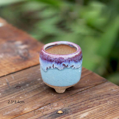 Mini stílusú durva kerámia húsos hüvelykujj-medence Jingdezhen eredeti virágos mázas kerámia, légáteresztő asztali kis virágcserepZC532