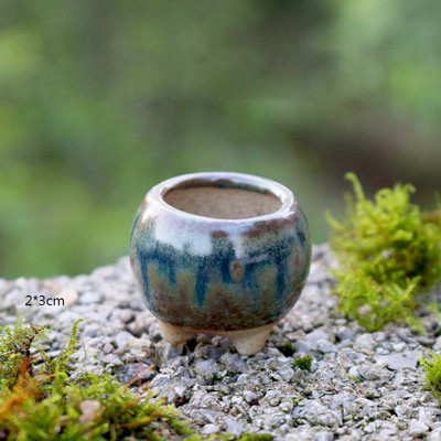 Mini stílusú durva kerámia húsos hüvelykujj-medence Jingdezhen eredeti virágos mázas kerámia, légáteresztő asztali kis virágcserepZC532