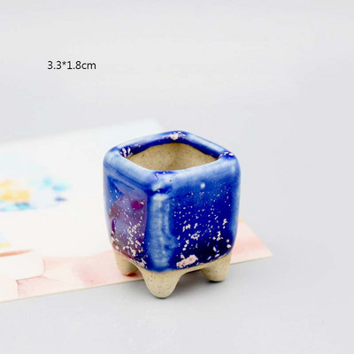 Mini stílusú durva kerámia húsos hüvelykujj-medence Jingdezhen eredeti virágos mázas kerámia, légáteresztő asztali kis virágcserepZC532