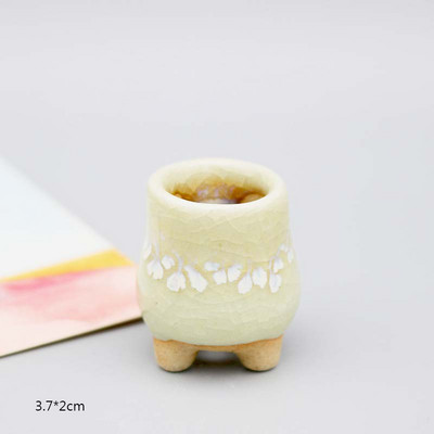 Mini stílusú durva kerámia húsos hüvelykujj-medence Jingdezhen eredeti virágos mázas kerámia, légáteresztő asztali kis virágcserepZC532