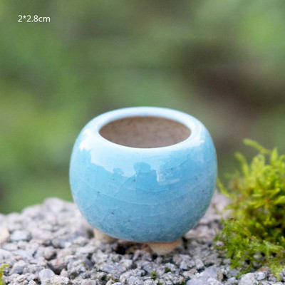 Mini stílusú durva kerámia húsos hüvelykujj-medence Jingdezhen eredeti virágos mázas kerámia, légáteresztő asztali kis virágcserepZC532
